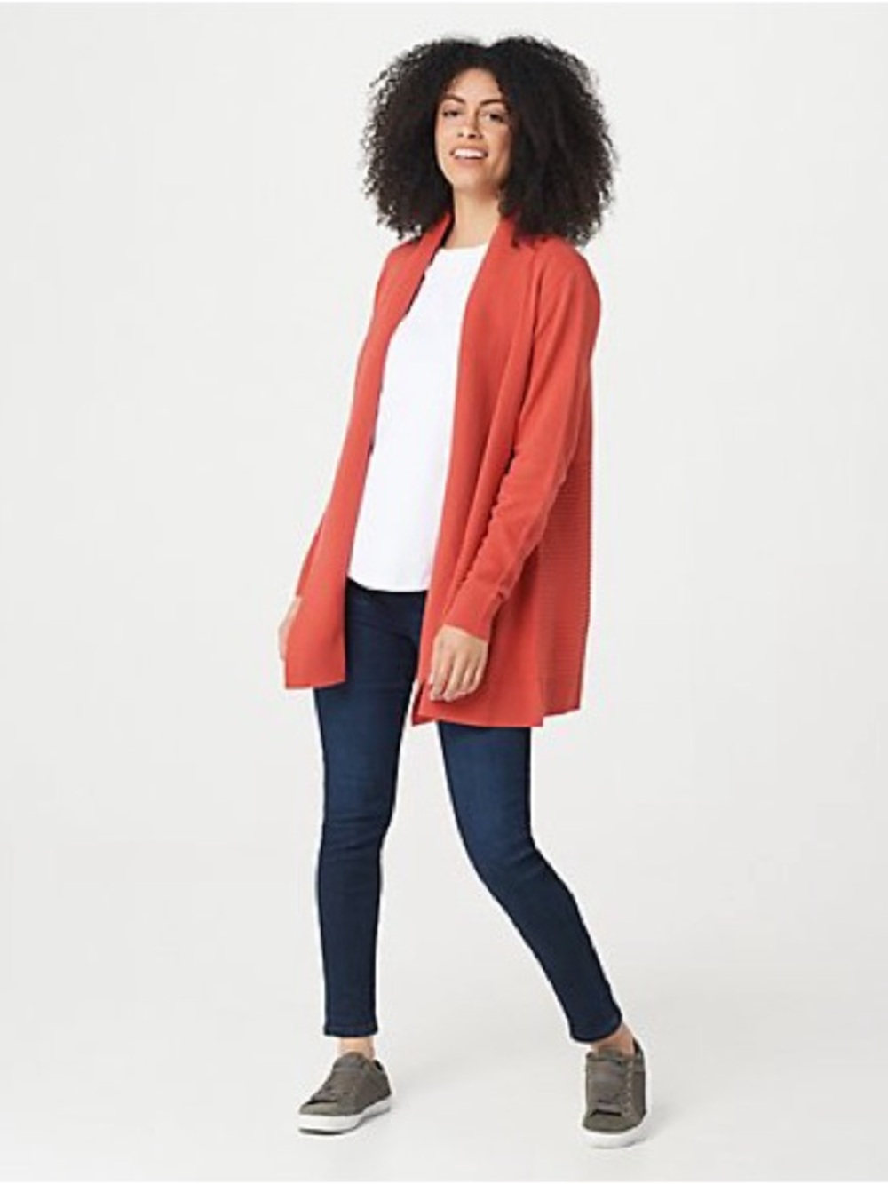 Isaac Mizrahi Live! Directional Ribbed Shawl Collar Cardigan A368040 NWT 1X